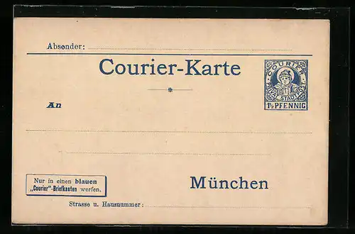 AK Courier-Karte, Private Stadtpost München