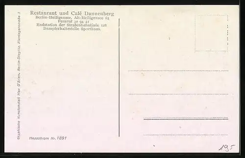 AK Berlin-Heiligensee, Restaurant und Cafe Dannenberg, Dorfstrasse 77, Strassenansicht