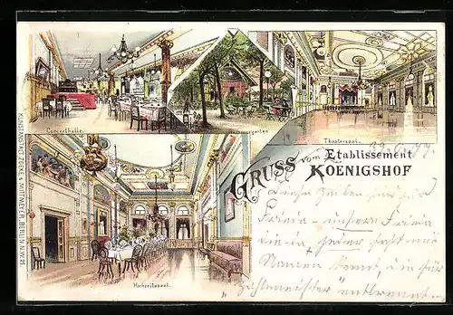 Lithographie Berlin, Etablissement Koenigshof, Theatersaal
