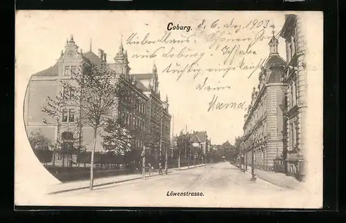 AK Coburg, Blick in die Löwenstrasse