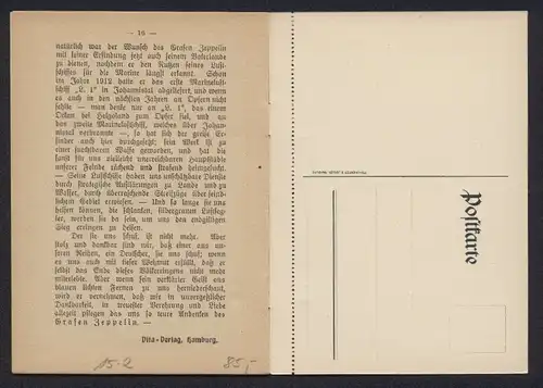 Klapp-AK mit schriftlicher Abhandlung: Graf Zeppelin, sein Leben und Wirken von Irmengard Bergholz, Luftschiff