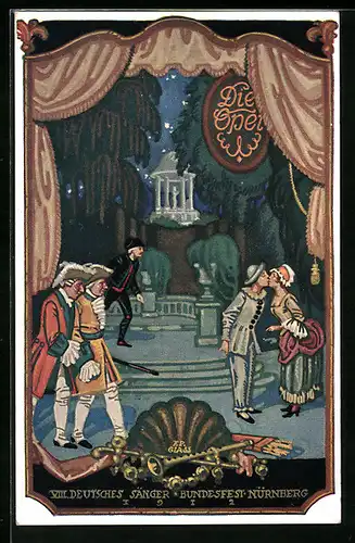 AK Nürnberg, Sängerfest 1912, Die Oper, Szenenbild mit Liebespaar