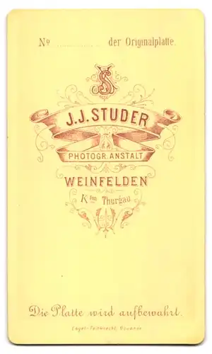 Fotografie J. J. Studer, Weinfelden, Dame im dunklen Kleid mit Brosche und Halskette