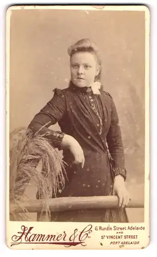 Fotografie Hammer & Co., Adelaide, junge Frau im dunklen Kleid