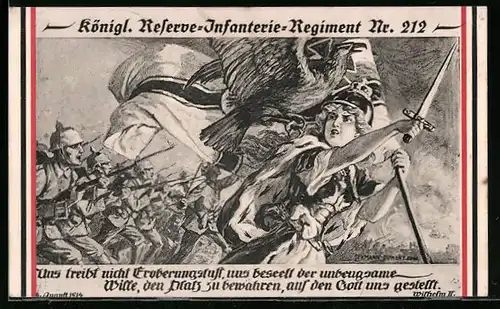 AK Königl. Reserve-Infanterie-Regiment Nr. 212, Germania führt Soldaten in die Schlacht