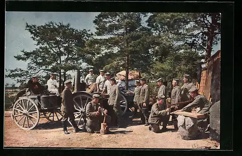 AK Soldaten an der Feldküche
