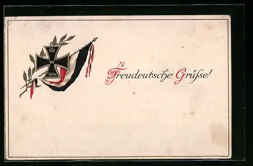 AK Deutsche Fahne mit Eisernem Kreuz