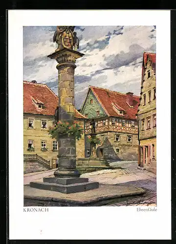 Künstler-AK Kronach, Ehrensäule