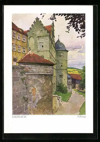 Künstler-AK Kronach, Festung
