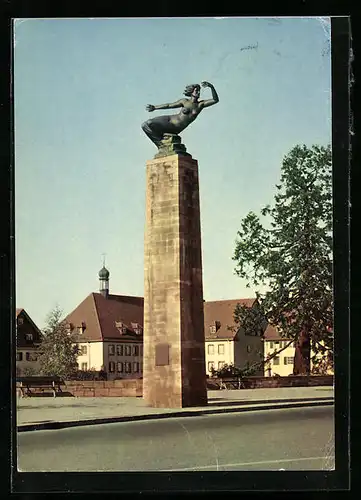 AK Freudenstadt, Die Gedenksäule auf dem Marktplatz