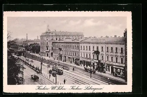 AK Krakau, Strasse Lubozgasse mit Strassenbahn