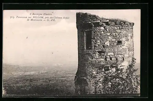 AK Billom, Panorama, Pris du Chateau feodal de Montmorin