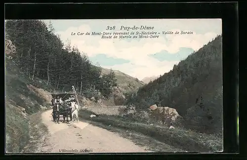 AK St-Nectaire, Le Car du Mont-Dore revenant de St-Nectaire, Vallée de Surain