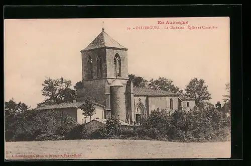 AK Olliergues, La Chabasse, Eglise et Cimetiere