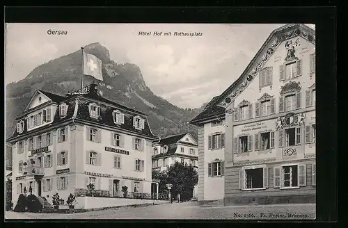 AK Gersau, Hotel Hof mit Rathausplatz