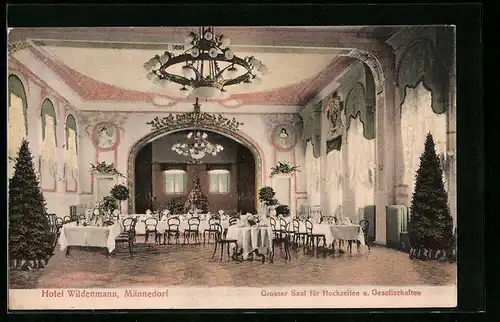 AK Männedorf, Hotel Wildenmann, Grosser Saal für Hochzeiten und Gesellschaften