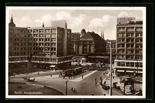 AK Berlin, Alexanderplatz mit Kaufhaus Wertheim