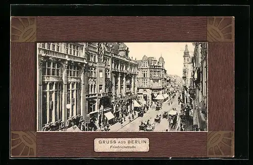 Passepartout-AK Berlin, Partie in der Friedrichstrasse