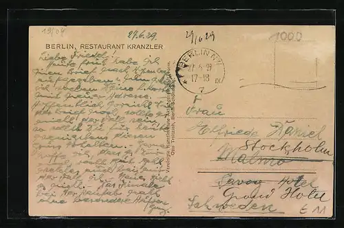 AK Berlin, Restaurant Kranzler, Strassenansicht