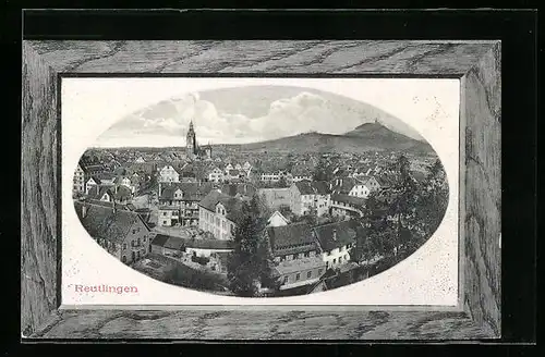 Passepartout-AK Reutlingen, Teilansicht aus der Vogelschau