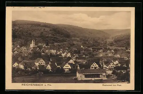 AK Reichenbach a. Fils, Ortsansicht mit Restaurant zur Post