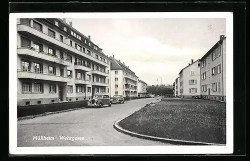 AK Müllheim, Gebäudepartie in der Wehrgasse, Strasse