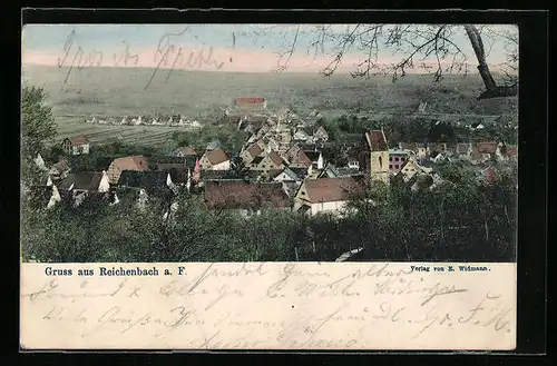 AK Reichenbach a. F., Ortsansicht aus der Vogelschau