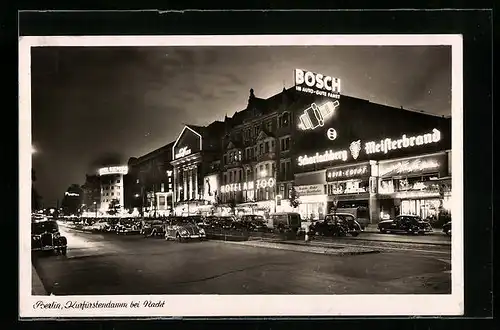 AK Berlin-Charlottenburg, Kurfürstendamm bei Nacht, Hotel am Zoo