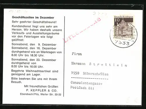 AK Ebersbach /Fils, Geschäft P. Keppler & Co., Weiler Str. 30-32