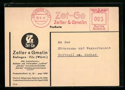 AK Eislingen /Fils, Zeller & Gmelin, Asphaltwerke