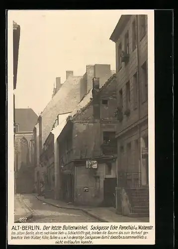 AK Berlin, Der letzte Bullenwinkel, Sackgasse Ecke Parochial- und Waisenstr.