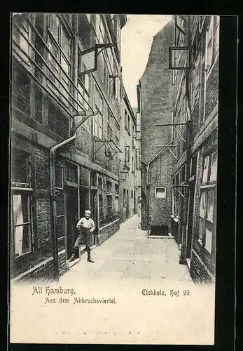 AK Hamburg, Eichholz, Hof 99 im Abbruchsviertel