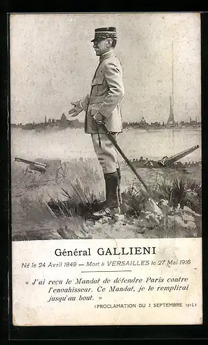 AK Heerführer Général Gallieni, 1849-1916