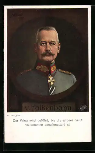 AK Heerführer von Falkenhayn in Uniform mit Orden