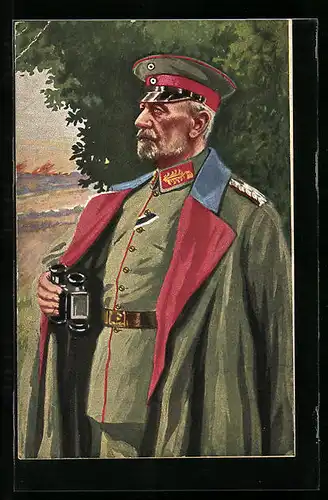 AK Heerführer General von Gallwitz in Uniform mit Fernglas