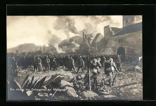 AK Der Abzug der Gefangenen bei Maubeuge