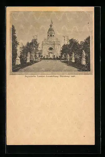 AK Nürnberg, Bayerische Landes-Ausstellung 1896, Eingangsbereich der Ausstellung, Ganzsache Bayern