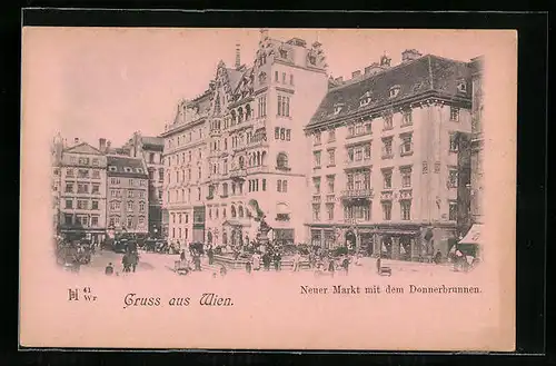 AK Wien, Neuer Markt, Partie mit Donnerbrunnen