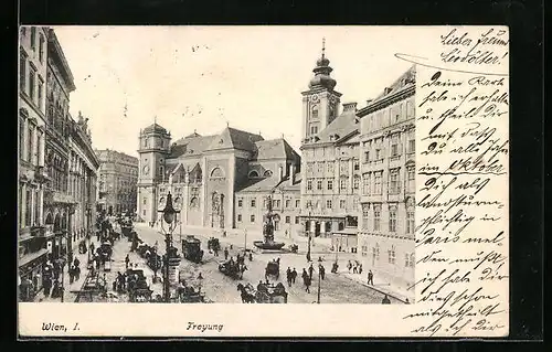 AK Wien, Freyung mit Brunnen und Kirche