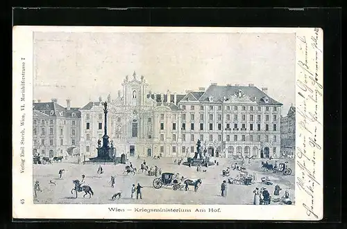 Lithographie Wien, Am Hof, Kriegsministerium