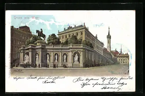 Lithographie Wien, Albrechtsplatz, Albrechtsbrunnen