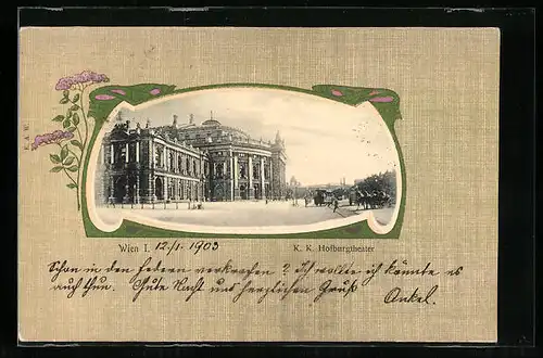 Passepartout-AK Wien, Burgtheater, Strassenpartie