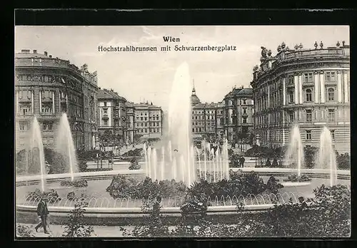 AK Wien, Hochstrahlbrunnen mit Schwarzenbergplatz