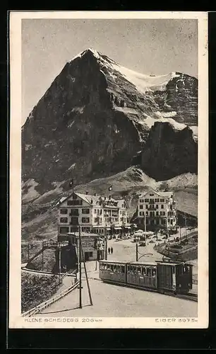 AK Kleine Scheidegg, Bergbahn vor dem Eiger
