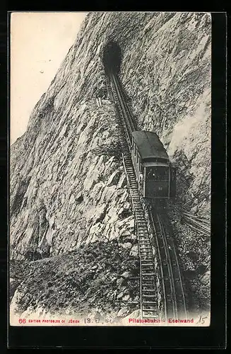 AK Pilatusbahn, Bahn vor dem Tunnel in der Eseleand