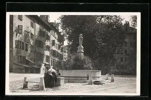 AK Genève, le Bourg de Four, Fontaine