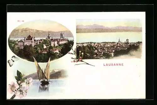 AK Lausanne, Teilansicht mit Kathedrale, Stadtansicht