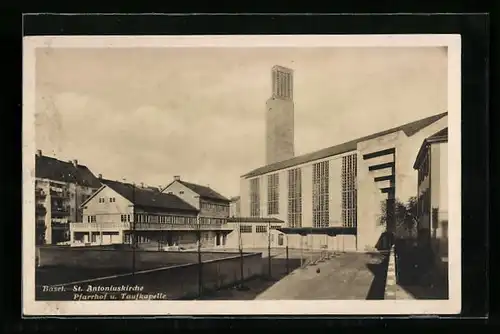 AK Basel, St. Antoniuskirche, Pfarrhof und Taufkapelle