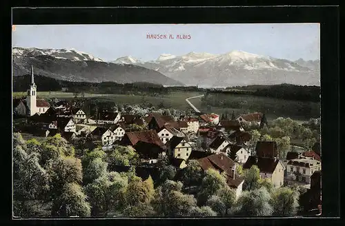 AK Hausen a. Albis, Ortsansicht aus der Vogelschau