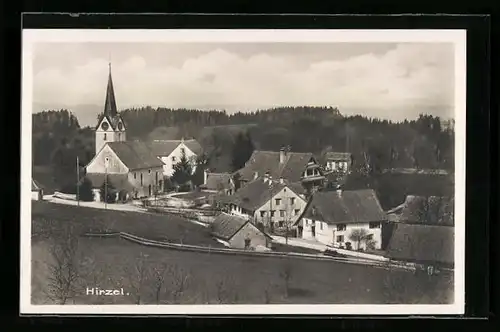 AK Hirzel, Strassenpartie mit Kirche
